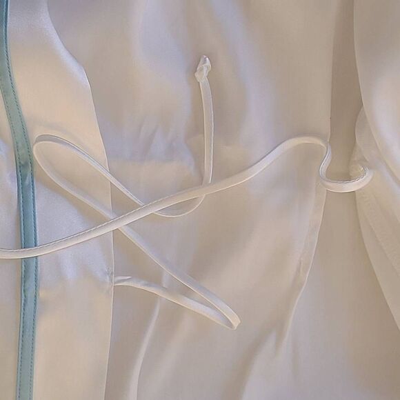 Linea Donatella Women's Satin Robe Embroidered "The Bride" Belted White S/M - Picture 13 of 14